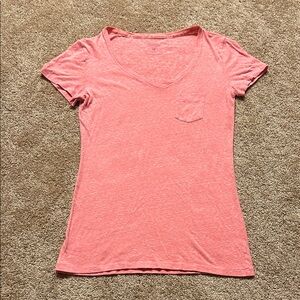 Victoria's Secret Heathered Coral V-Neck Pocket Tee